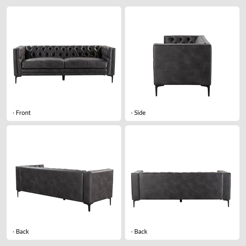 Calymne 84" Classic Square Arms Sofa with Button-Tufted Back by HULALA HOME