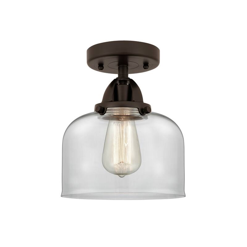 Innovations Lighting Nouveau 2 Bell - 1 Light 8" Semi-Flush Mount - Clear/Oil Rubbed Bronze