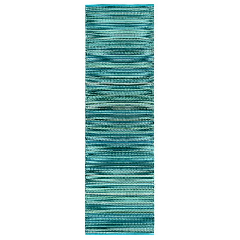 Contemporary Stripe Reversible Plastic Outdoor Rugs