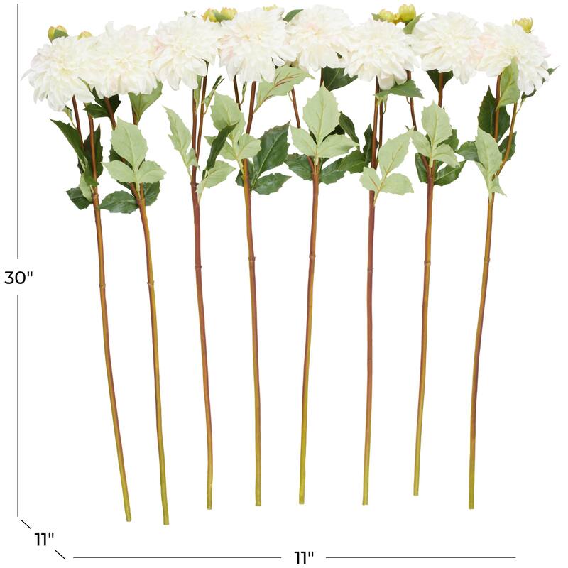 Faux Foliage Dahlia Tall Artificial Flower Stem - Set of 8 White - Roche River Decor