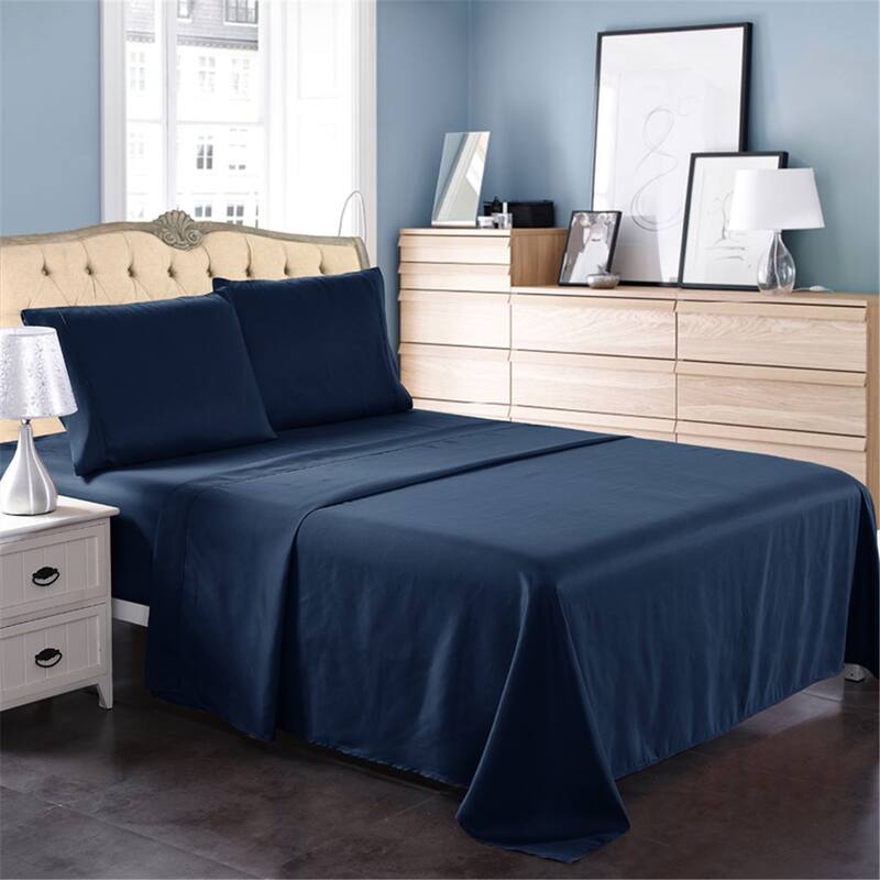 Luxury Deep Pocket 4-piece Bed Sheet Set - King - Navy