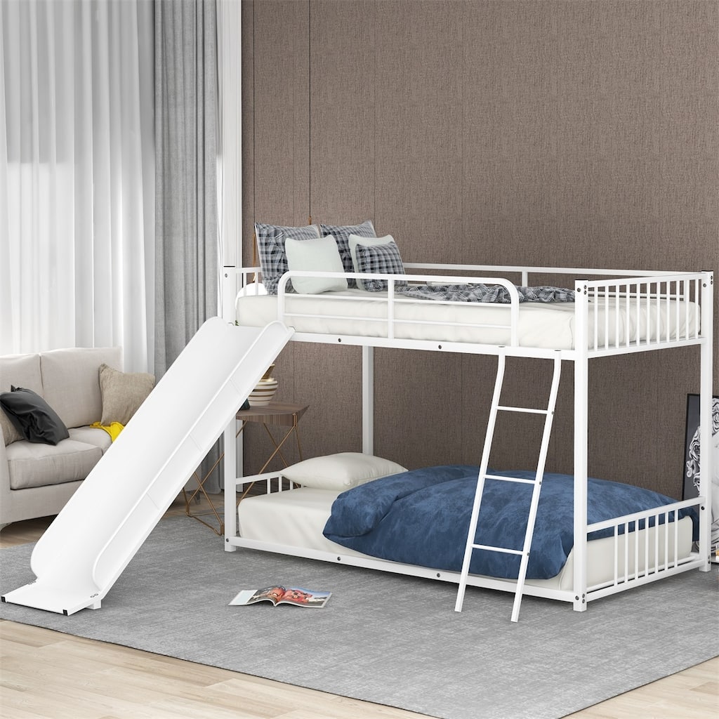 Merax Metal Twin over Twin Bunk Bed with Slide