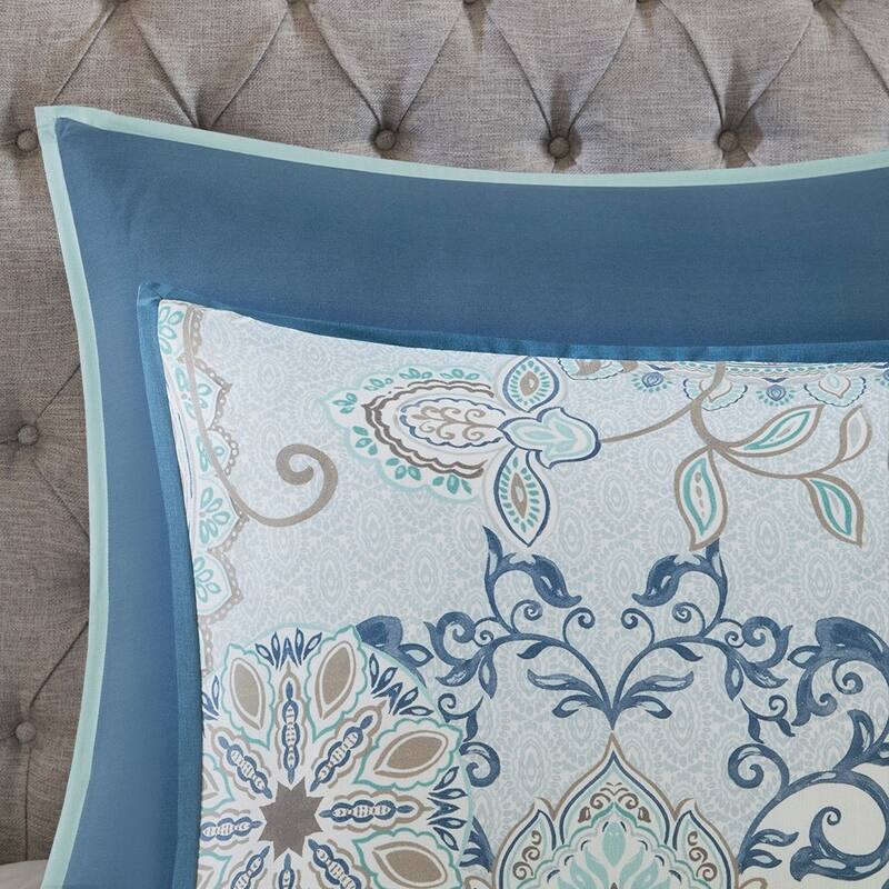 GDF Studio - Cotton Floral Reversible Comforter Set with Decorative Pillows