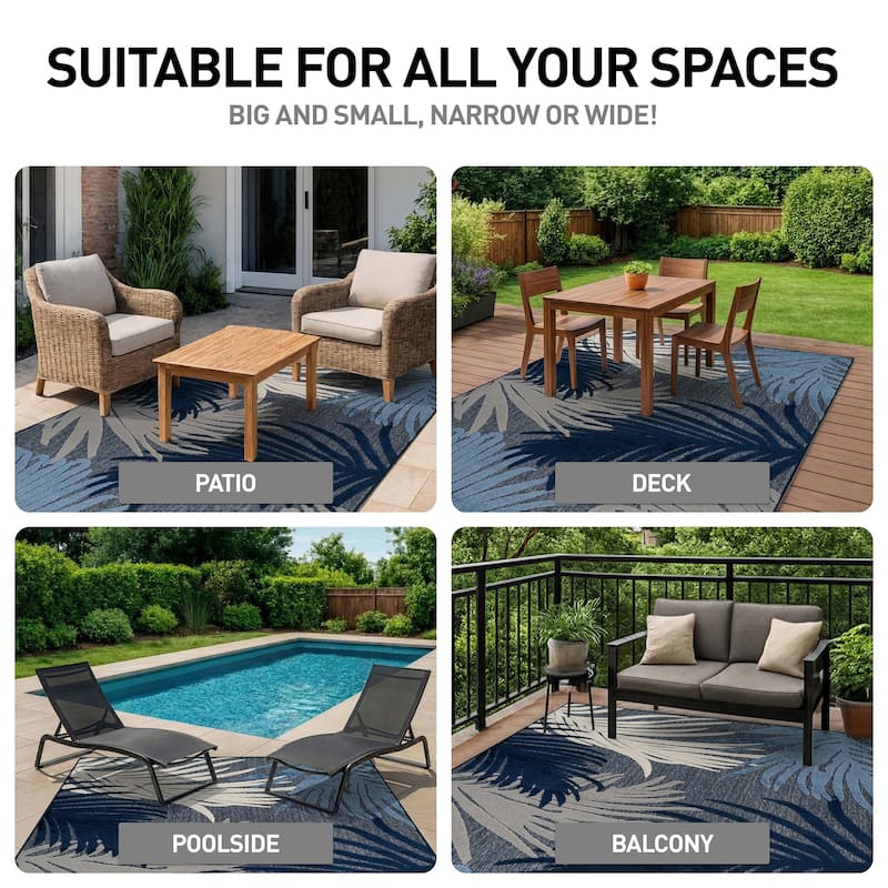 World Rug Gallery Tropical Floral Indoor/Outdoor Area Rug