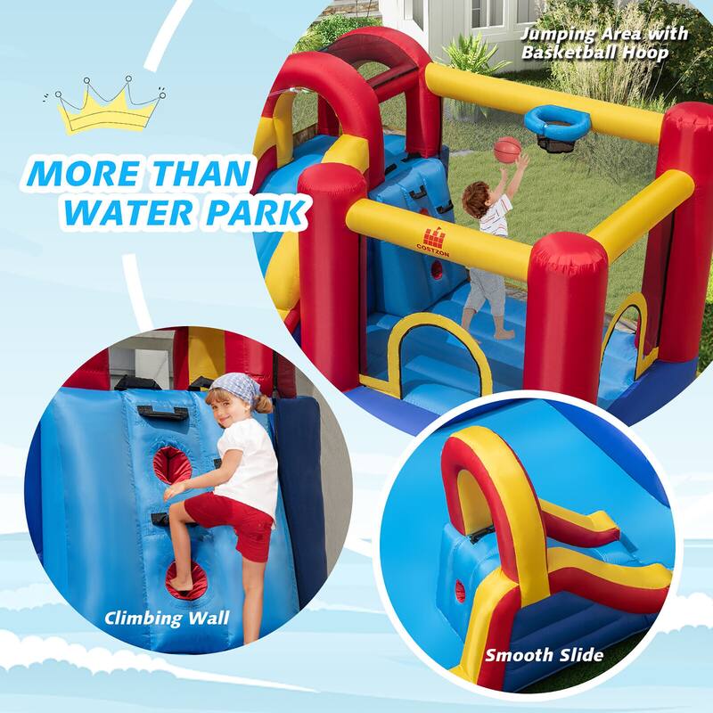 Gymax Inflatable Water Slide Giant Kids Water Park w/ Double Slides