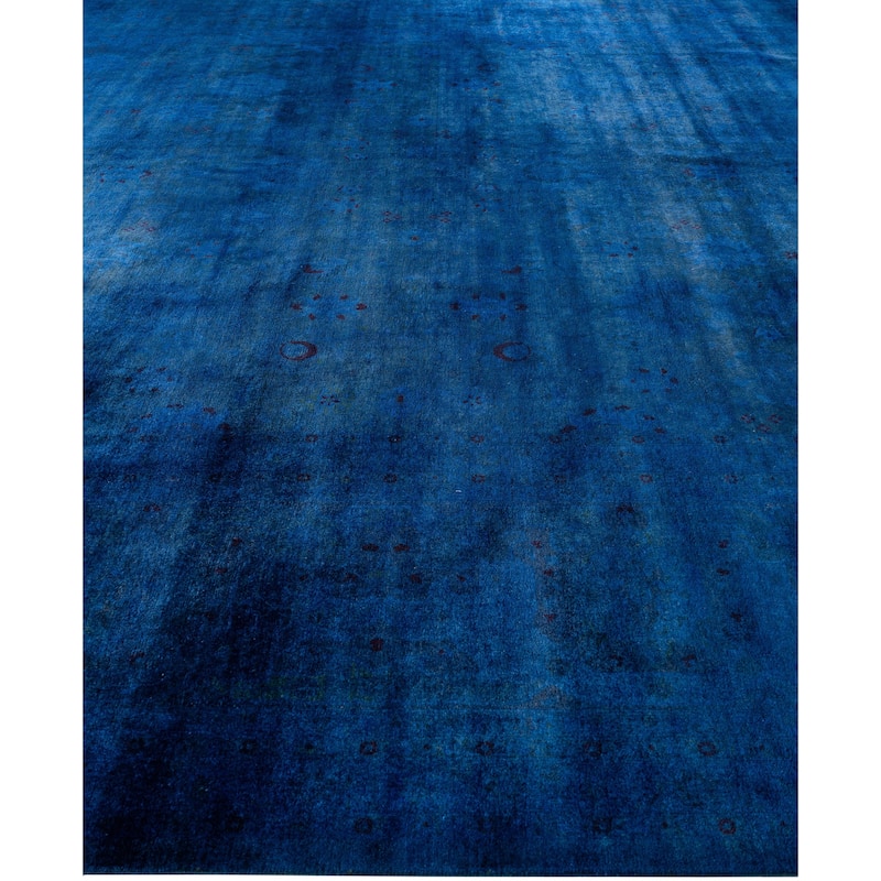 Overdyed One-of-a-Kind Hand-Knotted Area Rug - Blue - 12' 4" x 18' 1"