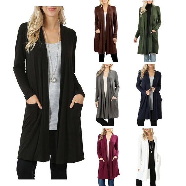 NioBe Clothing Womens Slouchy Draped Open Long Cardigan. Opens flyout.