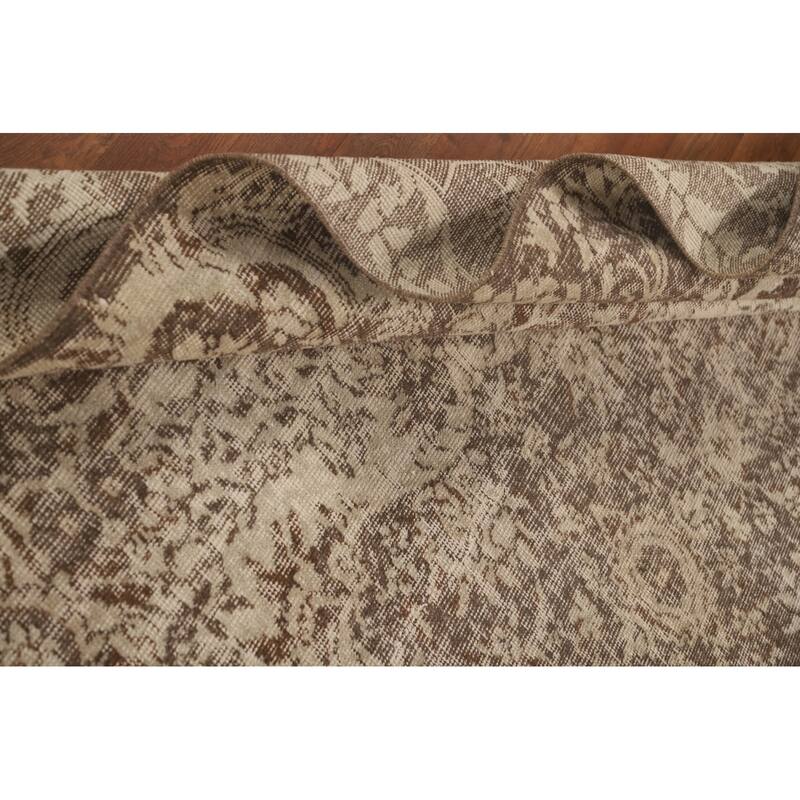 Distressed Anatolian Turkish Vintage Rug Handmade Beige Wool Carpet - 6'6" x 9'8"