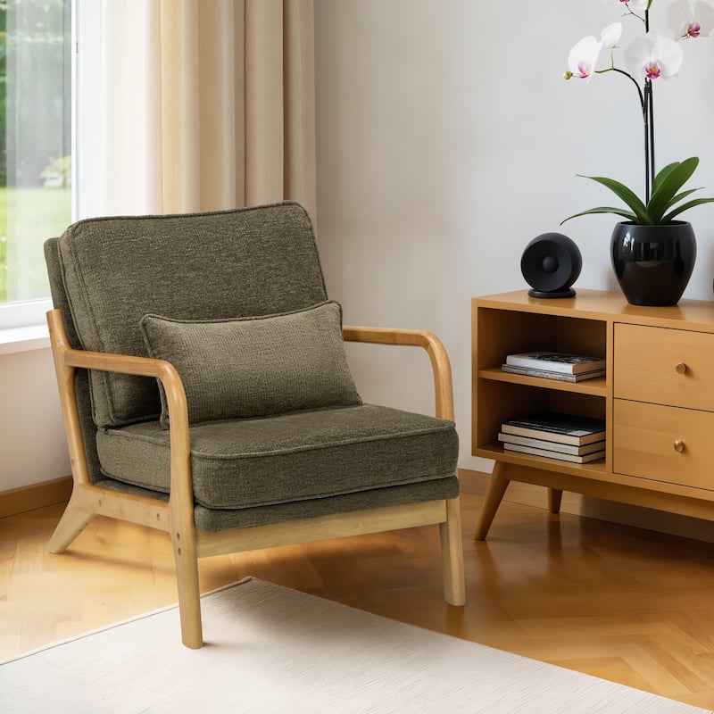 RENEWLINE Mid Century Modern Accent Chair with Lumbar Pillow