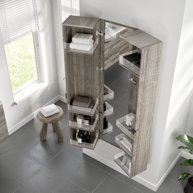 Eviva Luxurious 16"W x 16"D x 67"H Ash Wall-Mounted Linen Cabinet