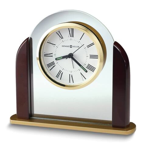 Curata Derrick Glass and Rosewood Finish Wood Quartz Alarm Clock