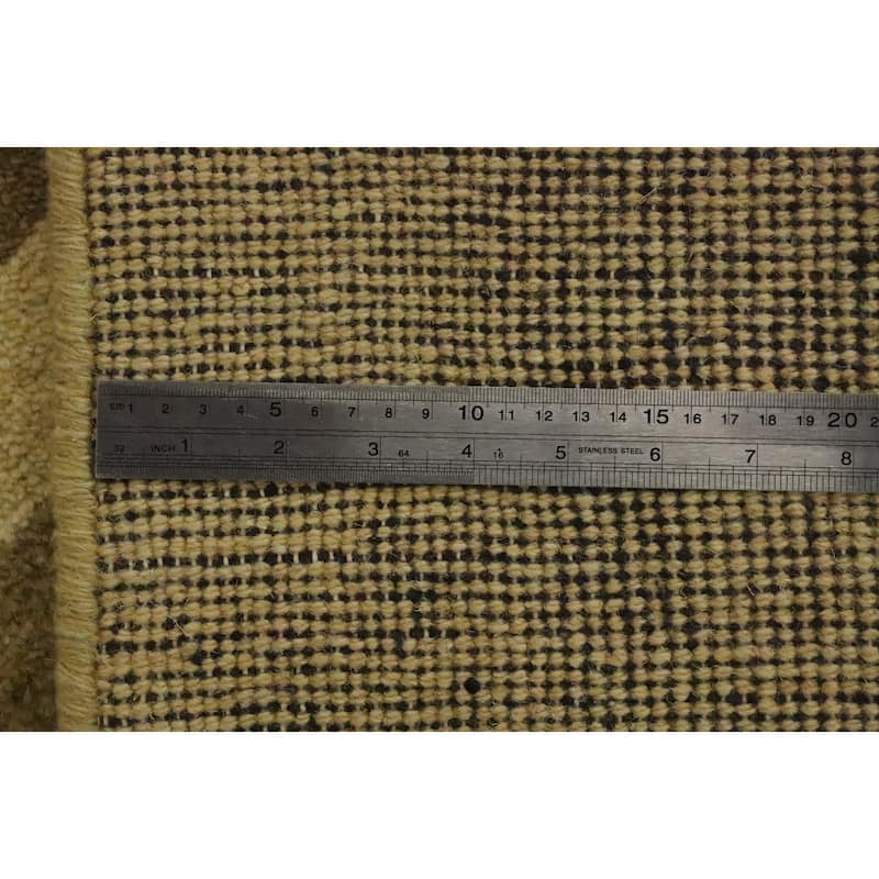 Hand Knotted Oriental 100% Wool Carpet Modern Stripe Yellow & Gold Gabbeh Area Rug - 5' 10'' X 3' 11''
