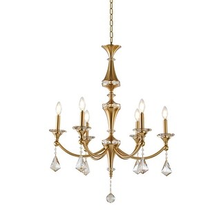 6-Light Satin Brass Chandelier With Clear Crystal Accents - Bed Bath ...