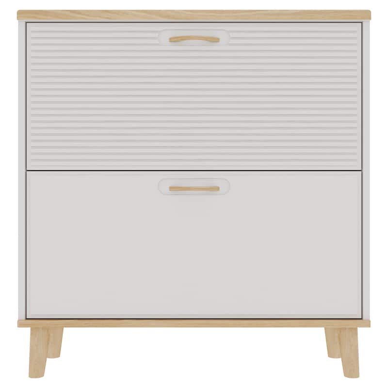 Homy Casa Compact Shoe Storage Bench 2 Flip Doors 2 Drawers, White