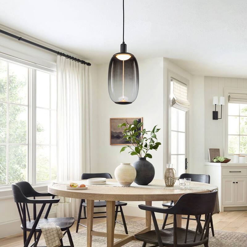 Smoke Gradient Clear Plastic LED Globe Pendant Light