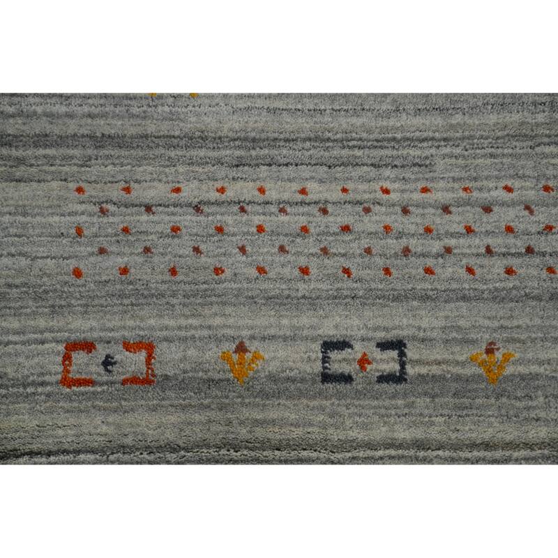 Hand Knotted Oriental 100% Wool Carpet Tribal Animal Pictorial Greys & Charcoal Gabbeh Area Rug - 9' 10'' X 8' 0''