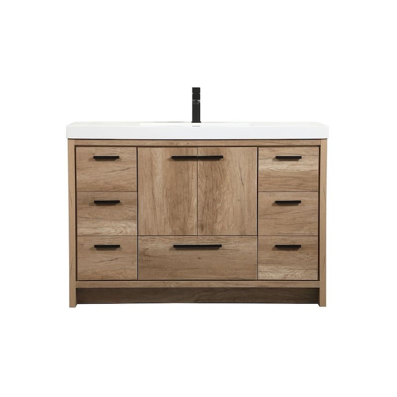 Elegant Lighting VF46048 Wyatt 48" Free Standing Single Basin Vanity - Natural Oak - Oak Finish