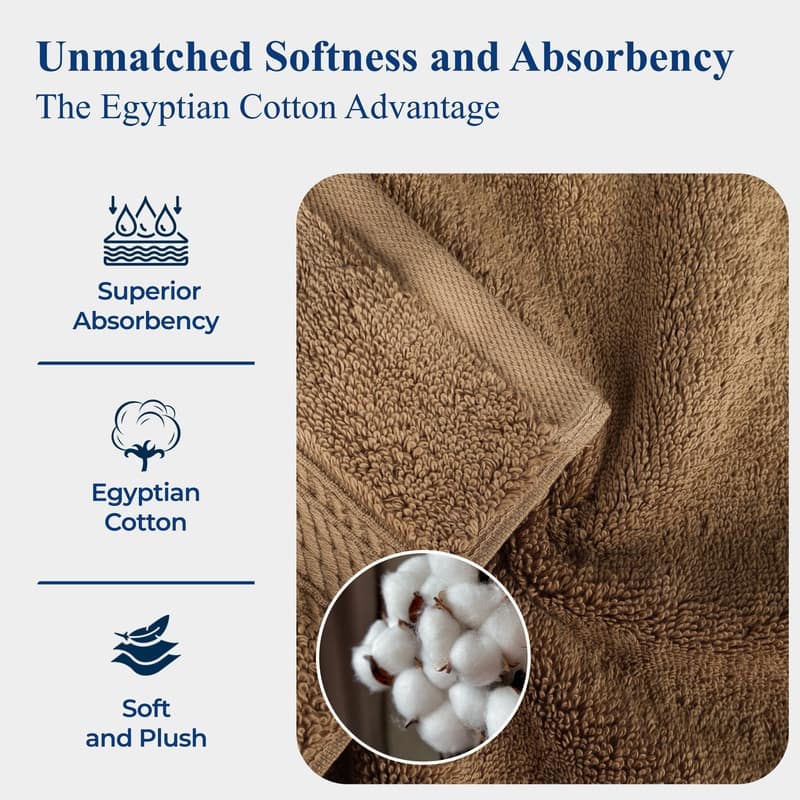 Superior Luxury Egyptian Cotton Bath Towel Set of 4 Ultra Plush, Heavyweight, Absorbent Spa & Hotel Quality Bath Towels Set