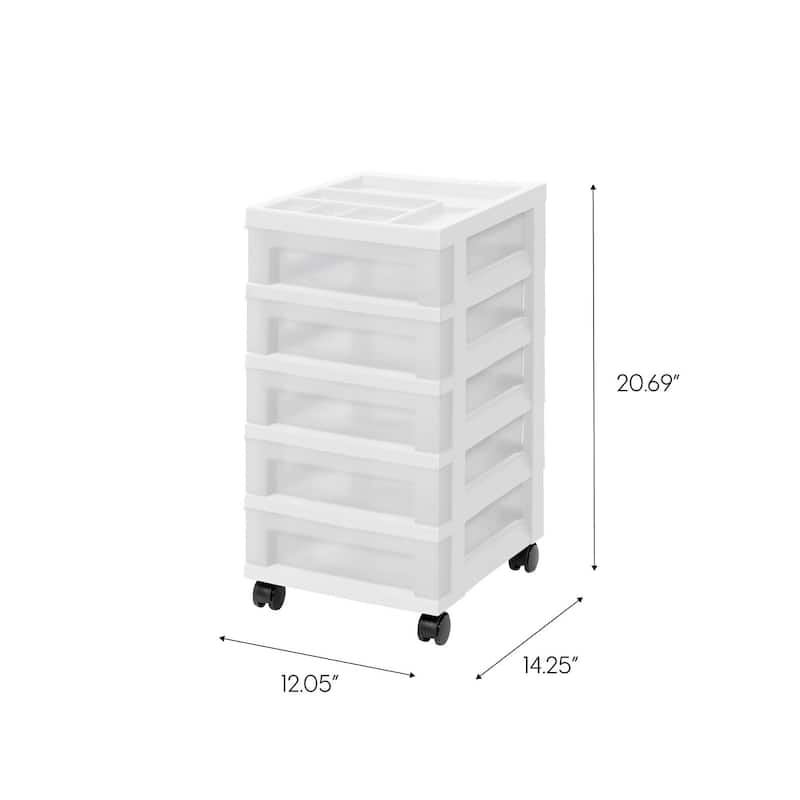 5-Drawer Storage Cart White/Pearl