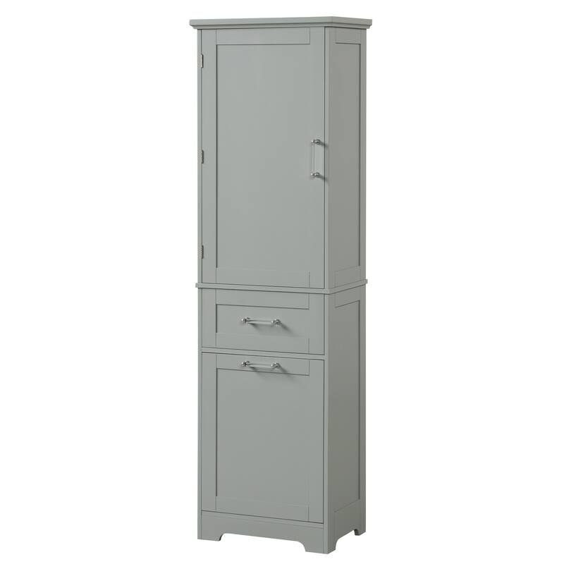 Tall Freestanding Bathroom Cabinet with Dual-Size Drawers & Adjustable Shelf – Painted MDF Finish for Modern Storage.