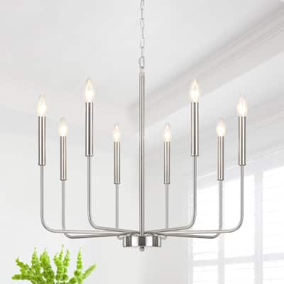 Farmhouse 8-Light Candle Chandelier for Kitchen Island Living Dining Room Bedroom - N/A