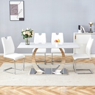 5-Piece Sintered Stone Dining Table and Chair Set - Bed Bath & Beyond ...