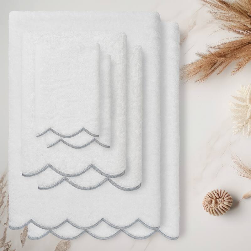 Authentic Hotel and Spa 100% Turkish Cotton ADORNIA Scallop Towel Set