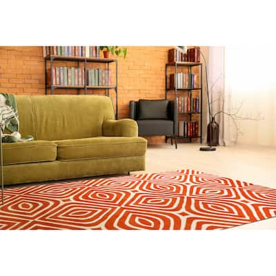 Orange Transitional Geometric Marla Area Rug - Elegant and Timeless Design