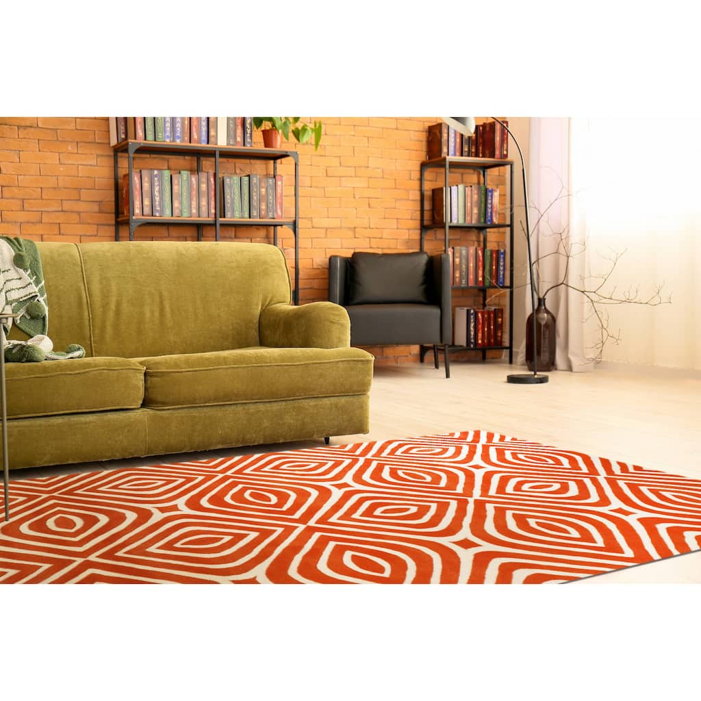 Orange Transitional Geometric Marla Area Rug - Elegant and Timeless Design