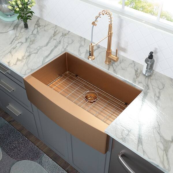 33 inch Kitchen Sink Apron-Front Copper Tone Bronze 16 Gauge ...