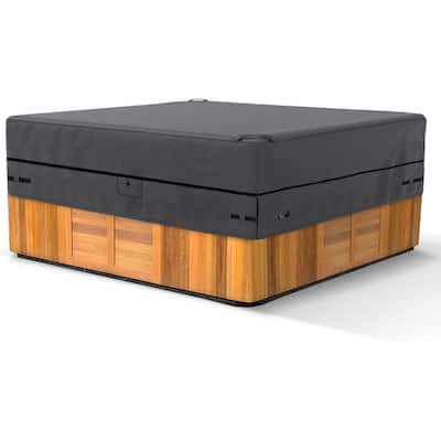 Heavy Duty 420D Waterproof Hot Tub Cover – Square Spa Protector, Fits 87"x87", Grey Outdoor Patio Replacement - 87"x87"x22"