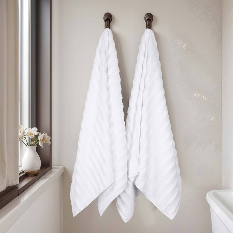 Superior Zuma Zero Twist Cotton Medium Weight Soft Absorbent Bath Sheets, Set of 2