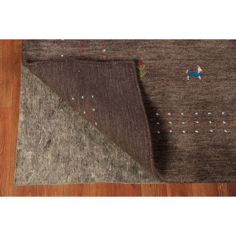 Brown Gabbeh Area Rug Hand-Knotted Oriental Tribal Wool Carpet - 5'2" x 7'6"