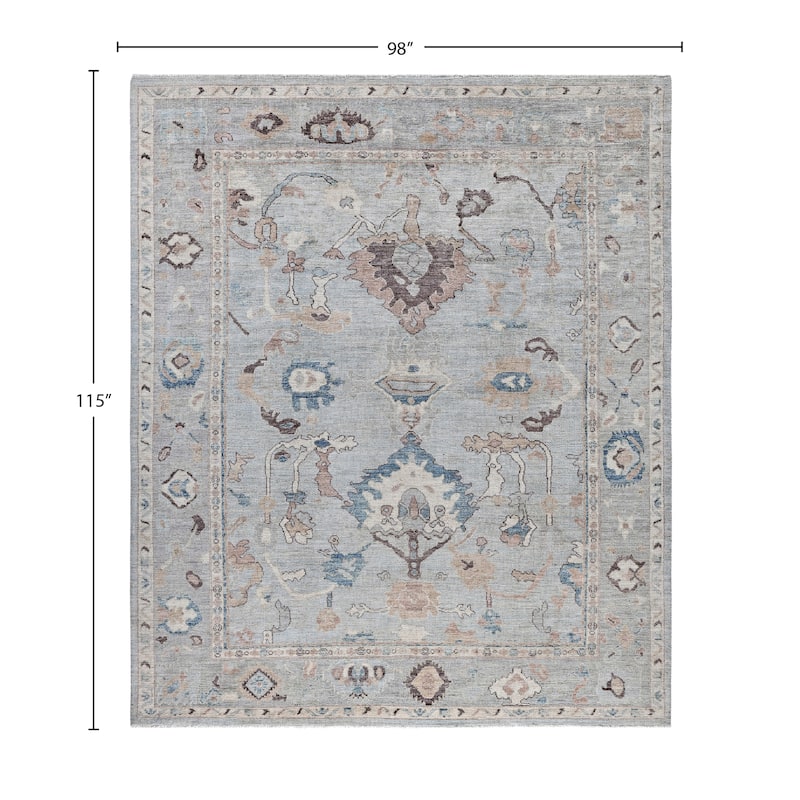 Oushak One-of-a-Kind Hand-Knotted Area Rug - Blue - 8' 2" x 9' 7"
