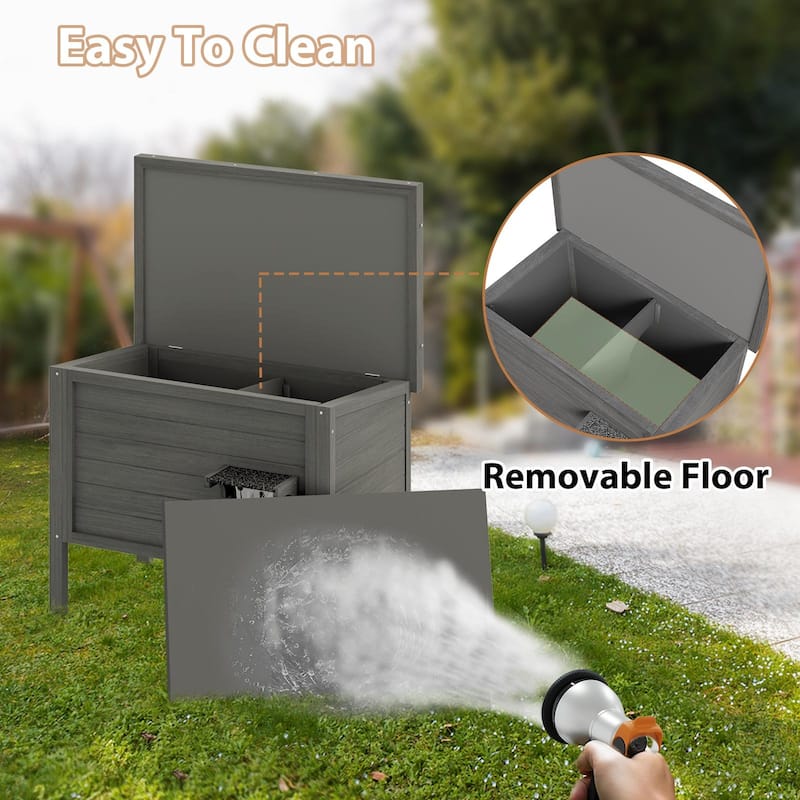 BOSSIN Outdoor Cat House Feral Cat-Shelter Cat Enclosure,100% Insulated All-Round Foam Weatherproof, Large Wooden Pet House
