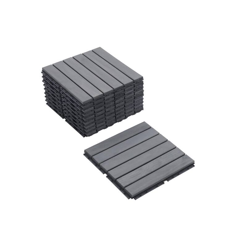 20 PCS Interlocking Deck Tiles Striped Pattern, 12" x 12"Square Acacia Hardwood Outdoor Flooring for Patio,Bancony,Pool Side