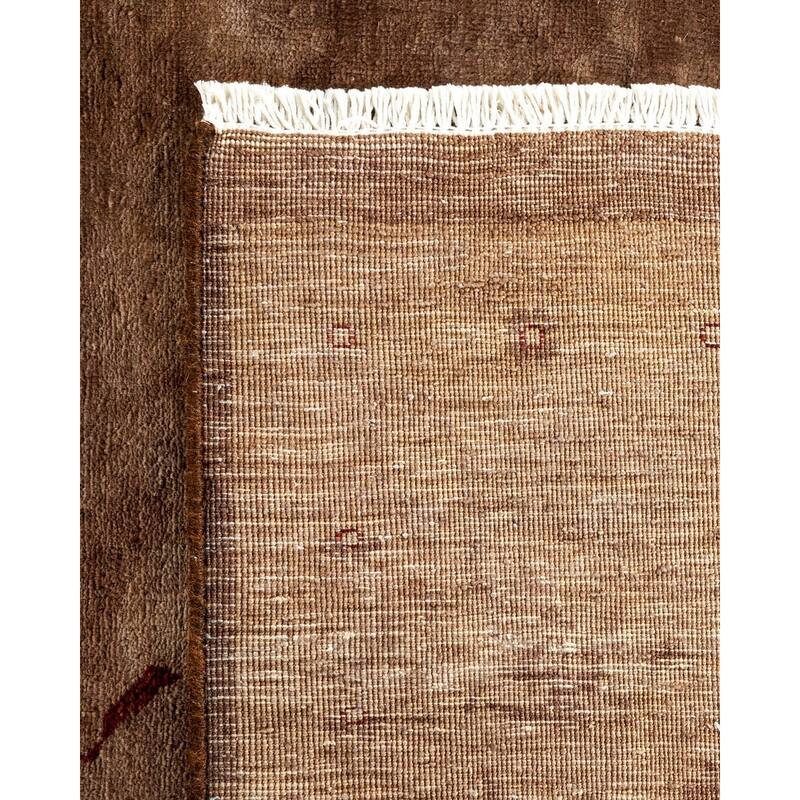 Overton Hand Knotted Wool Vintage Inspired Modern Contemporary Overdyed Brown Area Rug - 8' 3" x 9' 10"