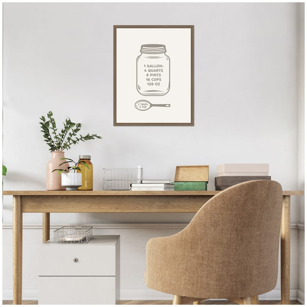 Kate and Laurel Kitchen Conversion Charts Gallon Tbsp by The Creative Bunch Studio Framed Canvas Wall Art Print