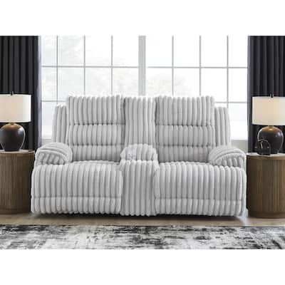 Signature Design by Ashley Technique White Power Reclining Loveseat with Console - 80"W x 42"D x 46"H