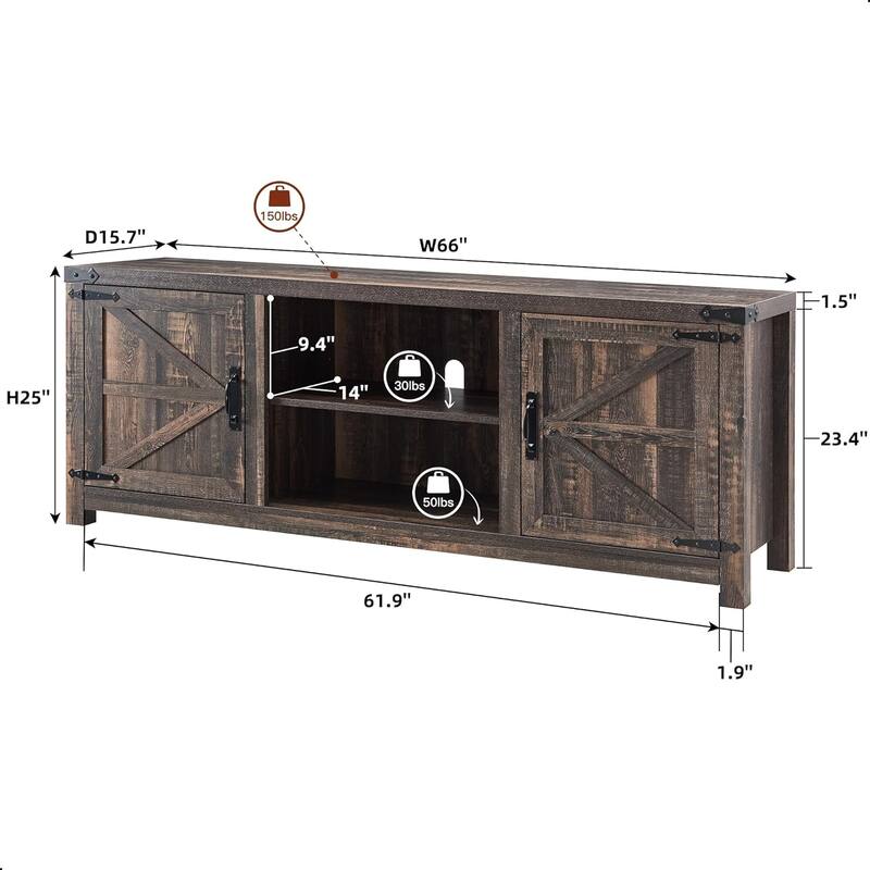 Farmhouse TV Stand, Television Console Table, Entertainment Center