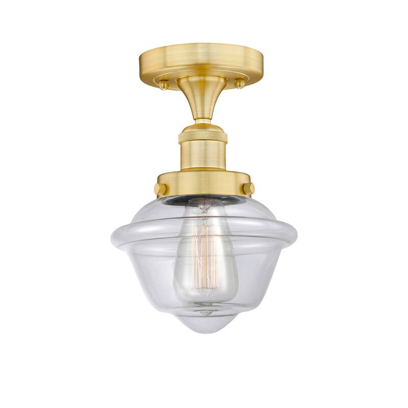 Innovations Lighting Oxford - 1 Light 7" Semi-Flush Mount - Clear/Satin Gold