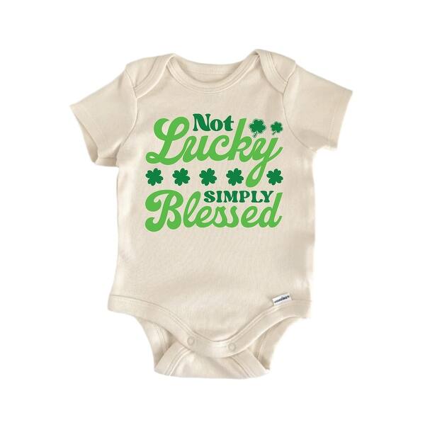 slide 2 of 6, Not Lucky Simply Blessed Irish St. Patrick's Day - Baby Boy Girl Clothes Bodysuit Blue - 0-3M
