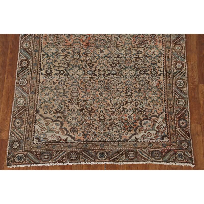 Hamedan Persian Vintage Area Rug Hand-Knotted Wool Carpet - 4'9" x 10'7"