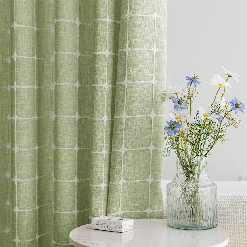 No Hook Geometric Tassels Shower Curtain with Snap-in Liner