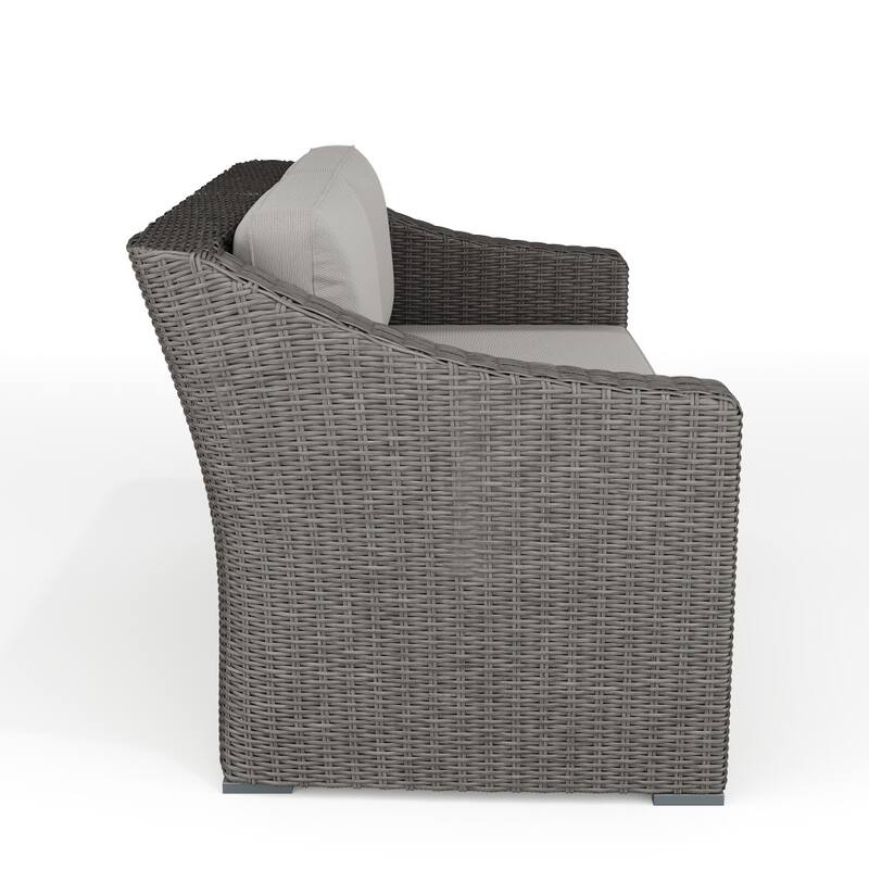 Martha Stewart Outdoor Modular Rattan Wicker Loveseat with All-Weather Cushions - 58"W x 32"D x 30"H