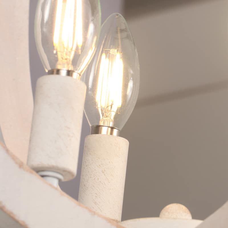 18" White Modern Bladeless LED Fandelier Ceiling Fan with Downrod and Remote