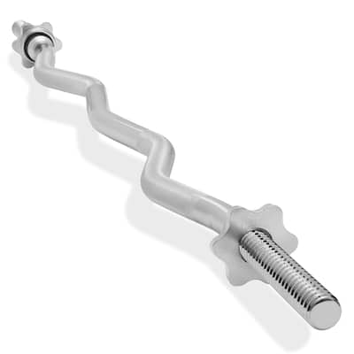 1in Weightlifting Barbell Threaded EZ Curl Bar with Star Collars