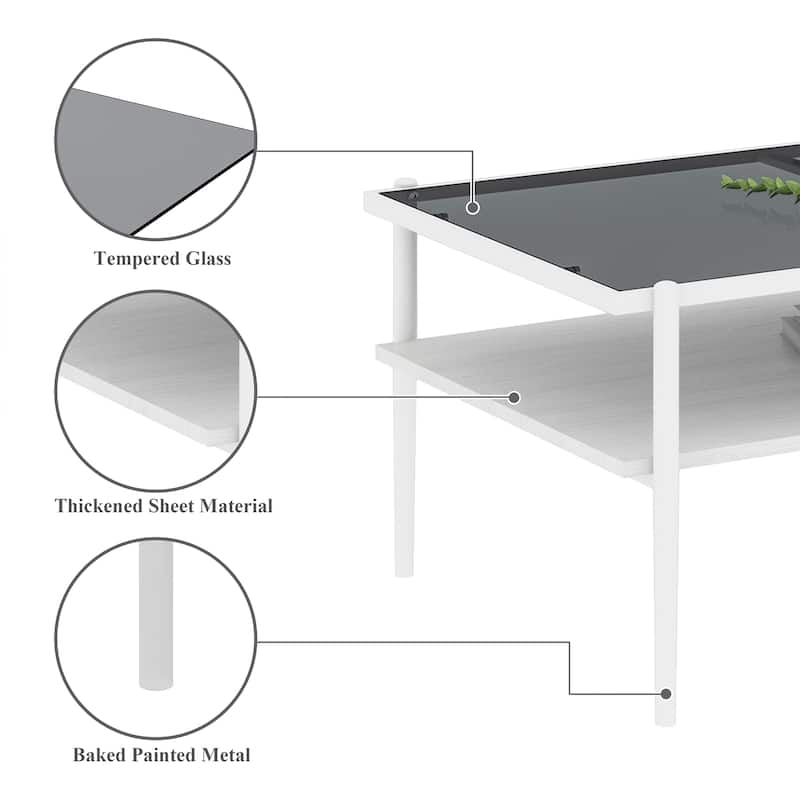 38x24'' Rectangle Coffee Table with Tempered Glass top