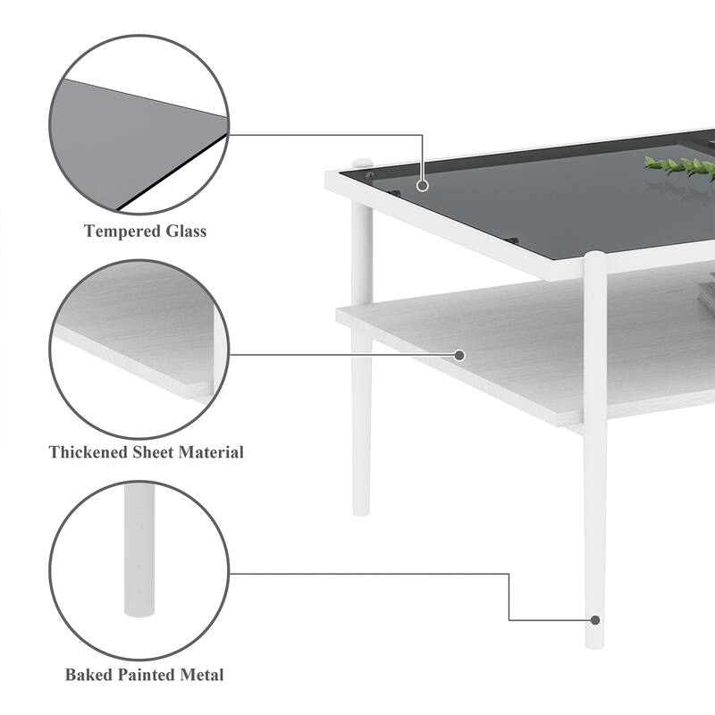 Rectangle Coffee Table with Tempered Glass Top