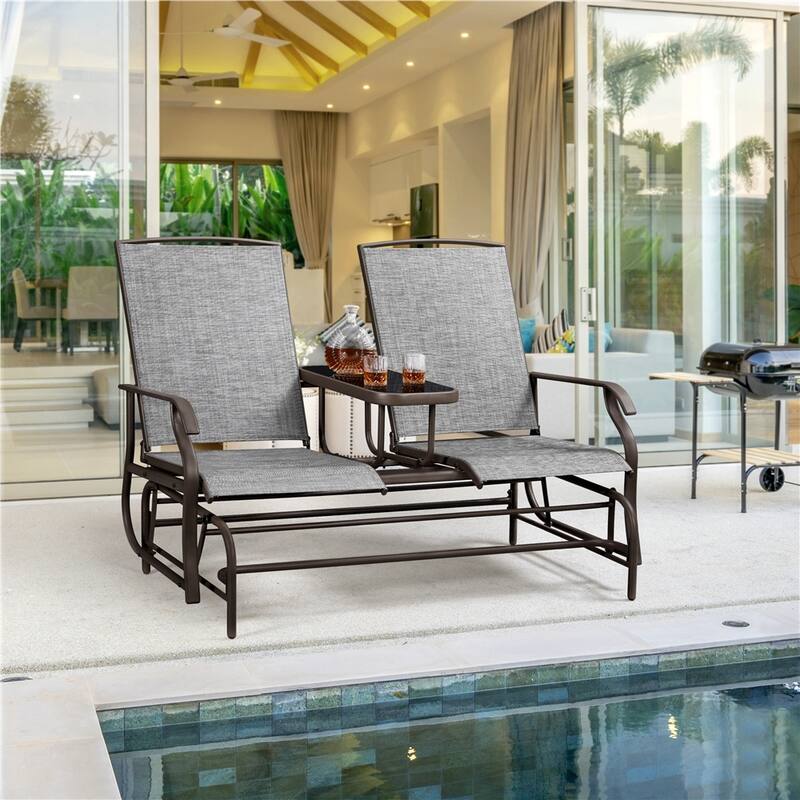 Yaheetech 2-Seater Glider Bench with Fabric and Steel for Outdoor